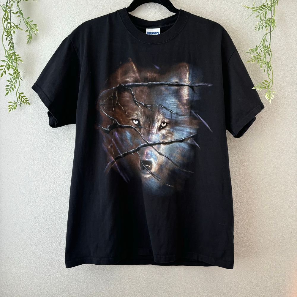 Vintage 90s Y2K Wolf Shirt Mens Large Multicolor Streetwear Graphic Retro Cotton